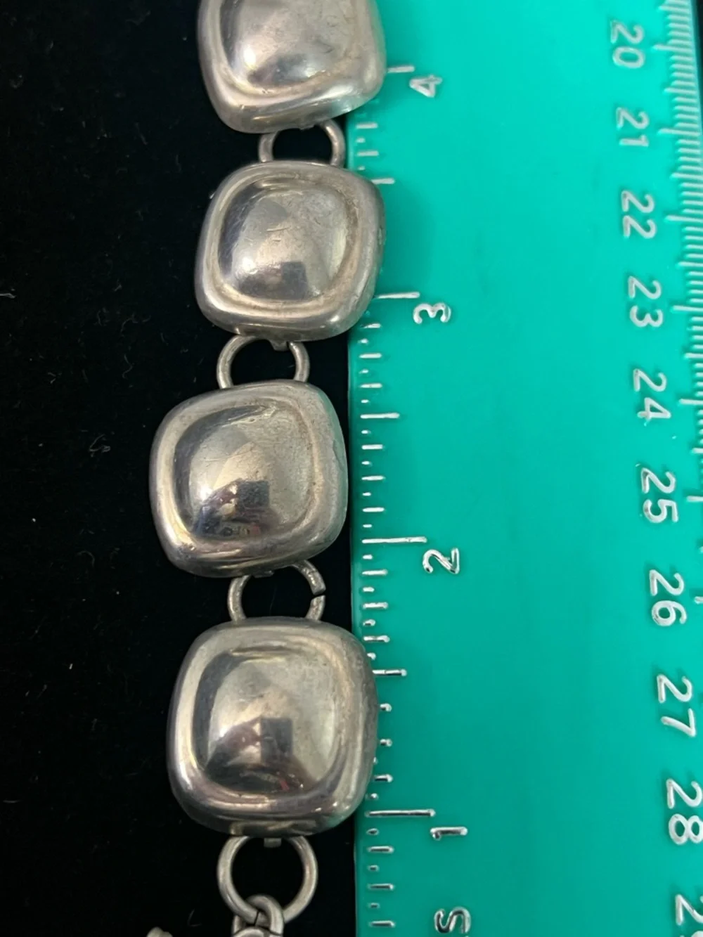 925 STERLING SILVER MEXICO VINTAGE SQUARE LINK PANEL BRACELET - Picture 4 of 8